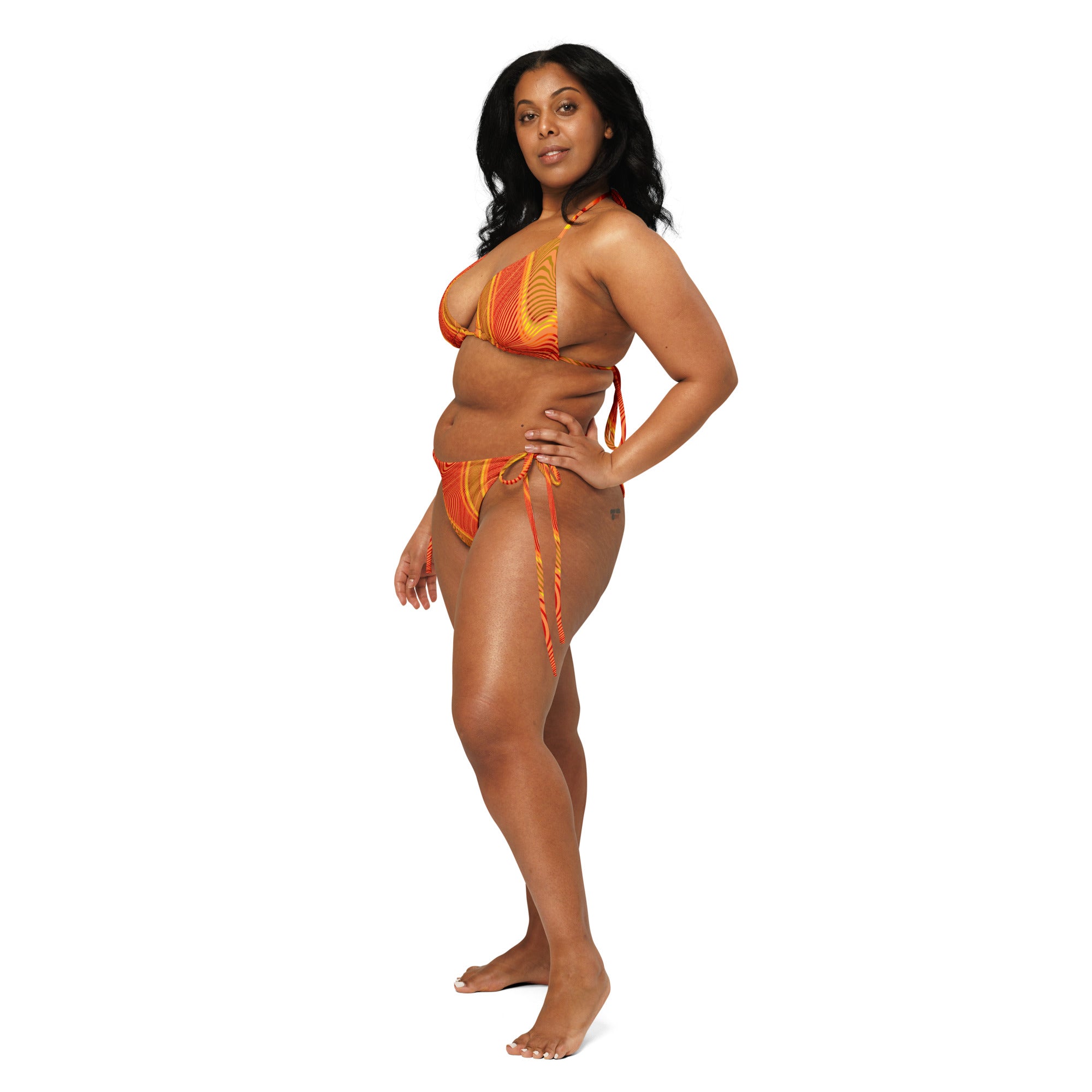 Orang smudge All-over print string bikini